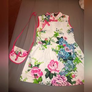 Girls size 5T, floral dress and matching purse